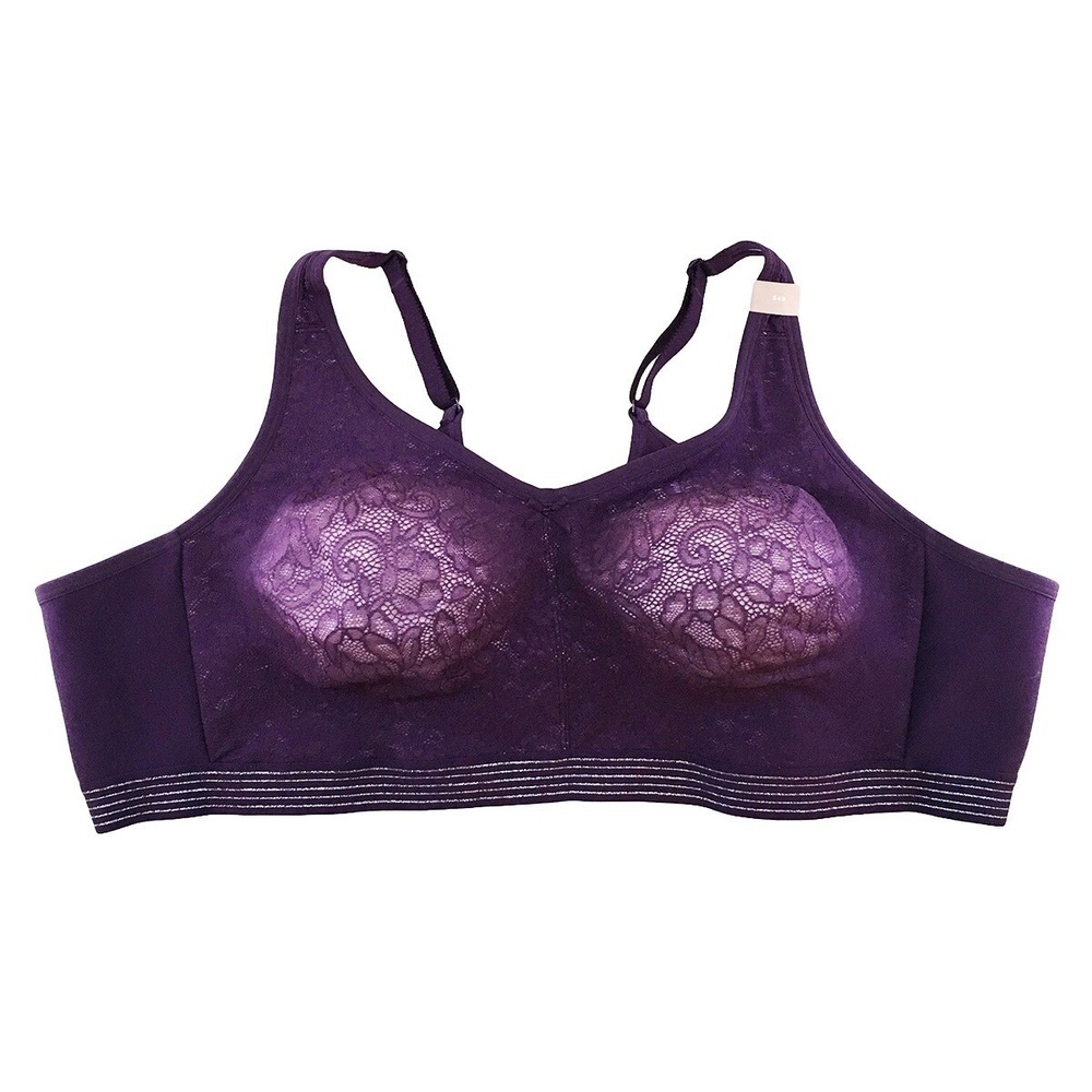 CACIQUE Unlined Full Coverage No-wire Lace Bra NWT • 54B • purple silver • chic